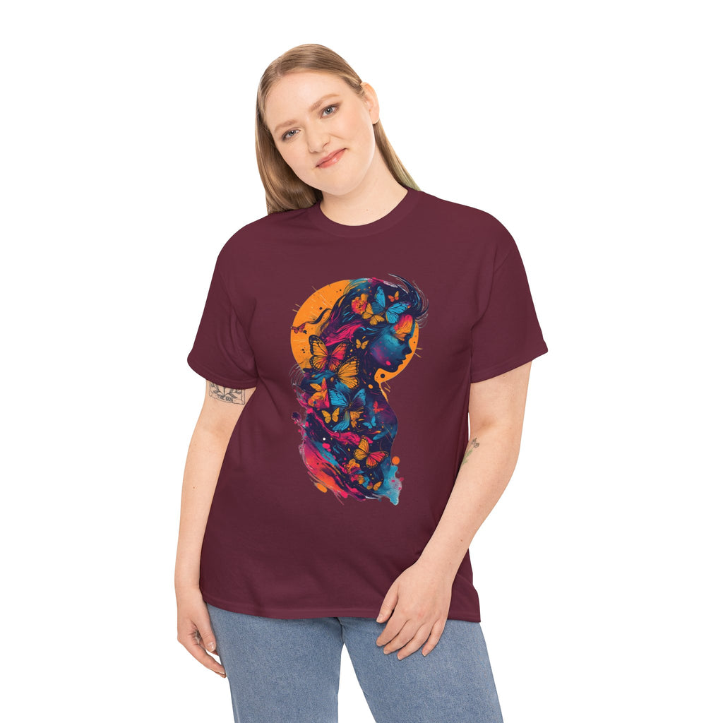 Butterfly Silhouette Graphic Tee — Colorful Maternity Profile Design