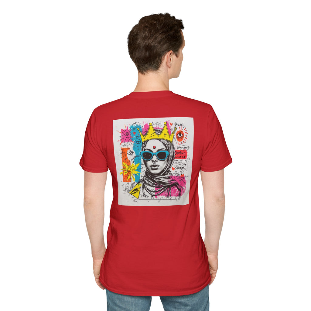 Street Art Portrait T-Shirt — Colorful Crowned Woman Graphic Tee