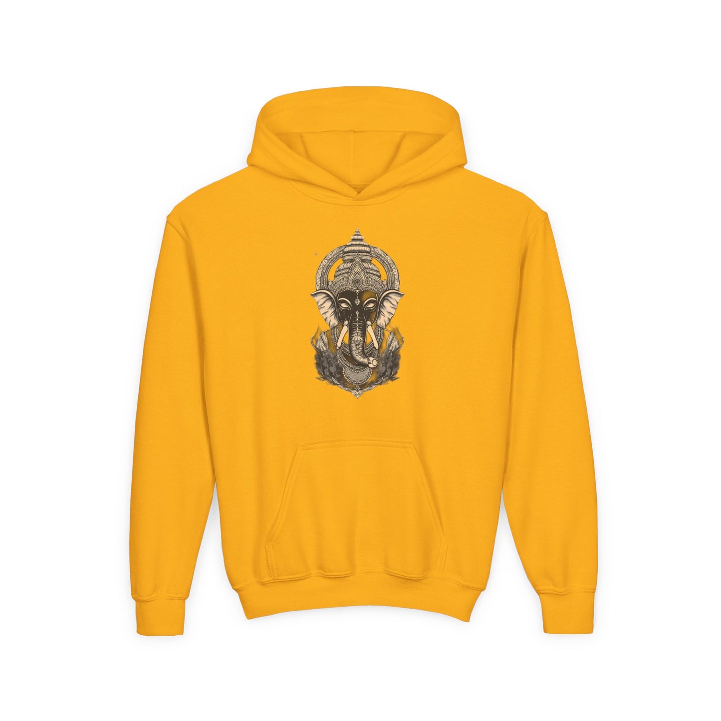Youth Hoodie — Majestic Ganesha Elephant Art Graphic