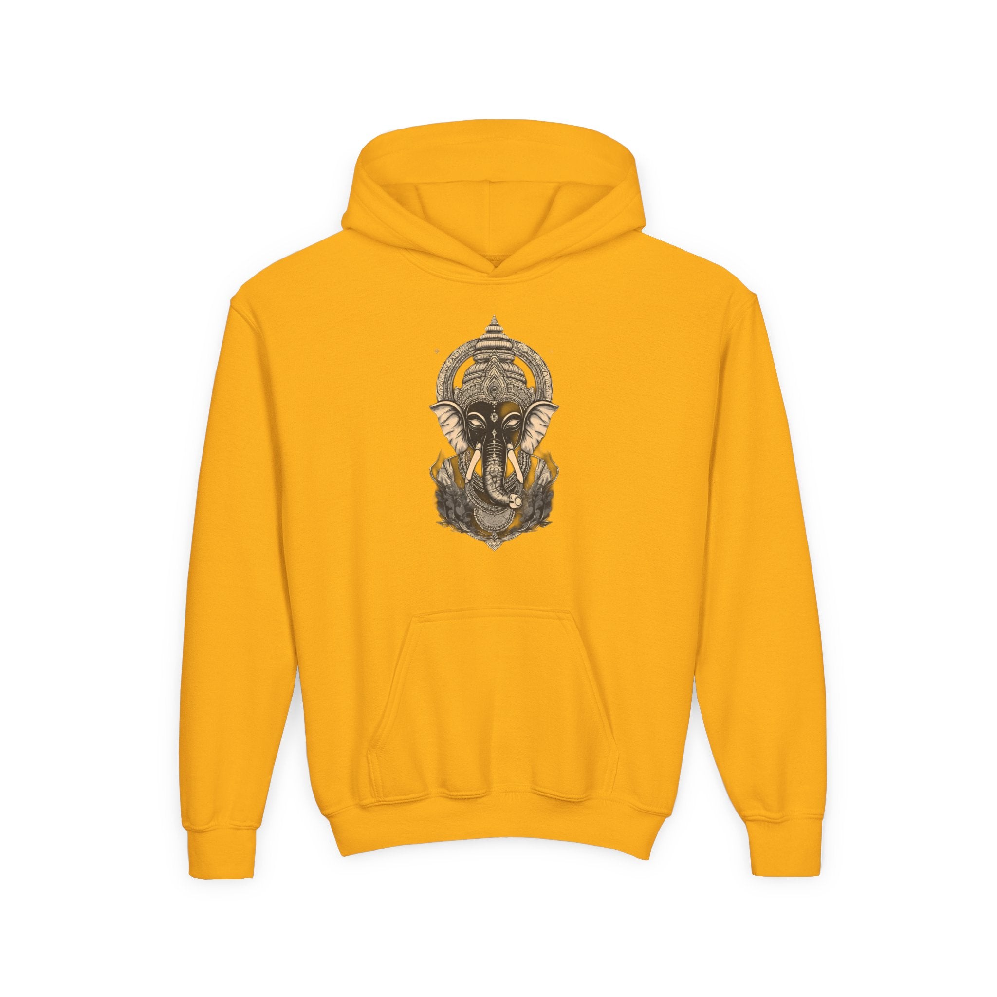 Youth Hoodie — Majestic Ganesha Elephant Art Graphic