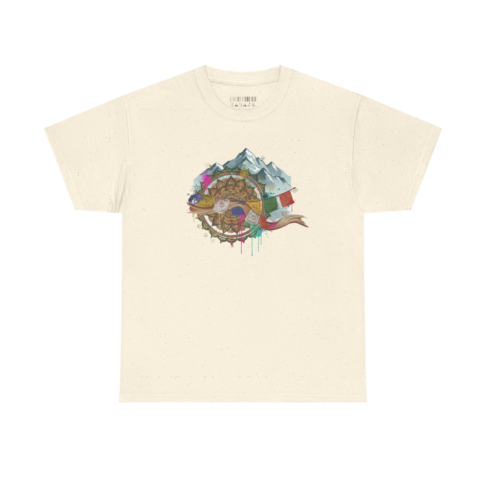 Adventure Compass Graphic Tee — Mountain, Globe & Flag Illustration