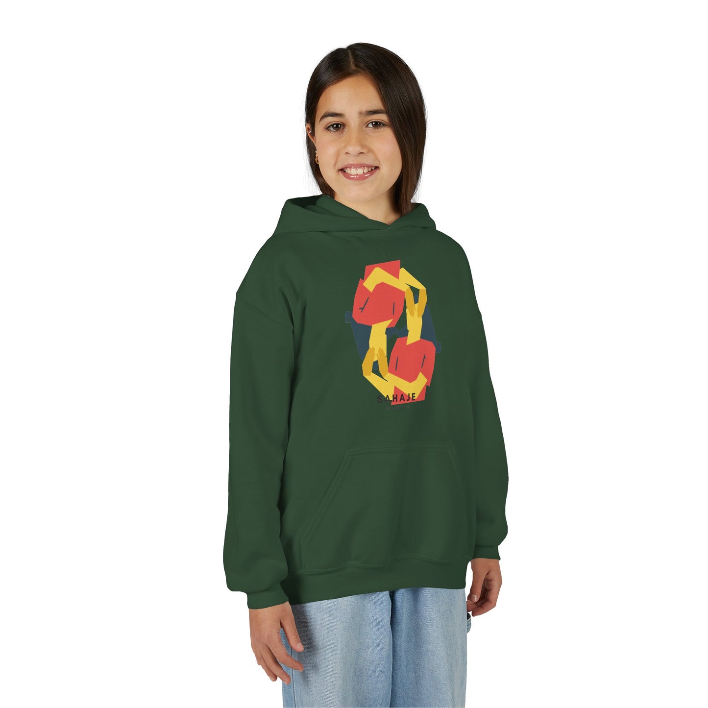 Youth Hoodie with Geometric Squirrel Art – 'Squirrel' Colorful Kids Pullover
