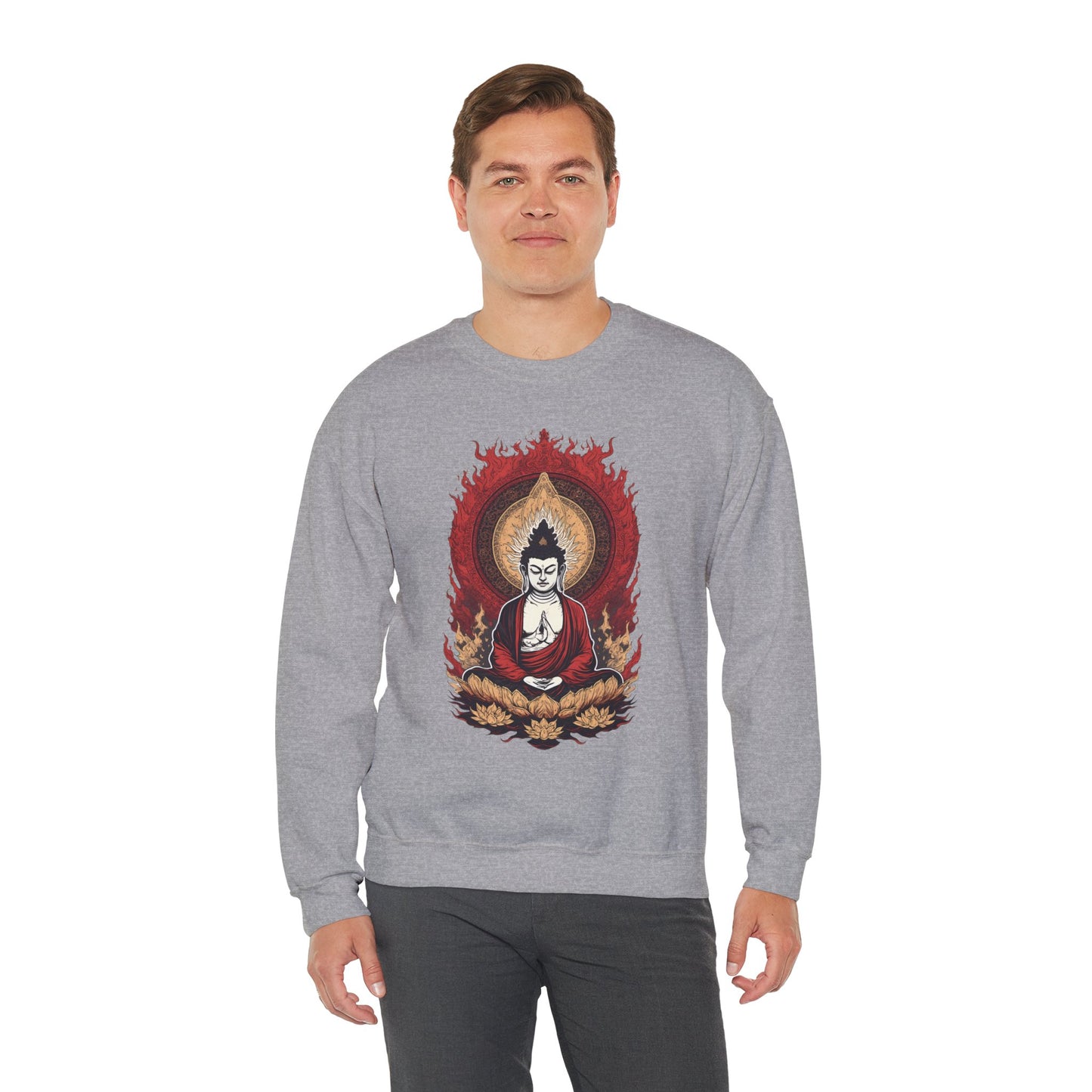 Buddha Lotus Flame Crewneck Sweatshirt