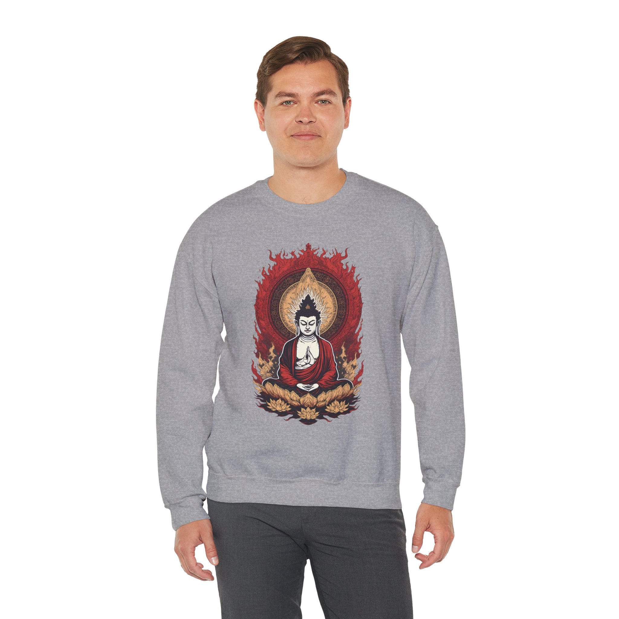Buddha Lotus Flame Crewneck Sweatshirt