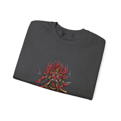 Crewneck Sweatshirt — Red Demon Guardian Graphic