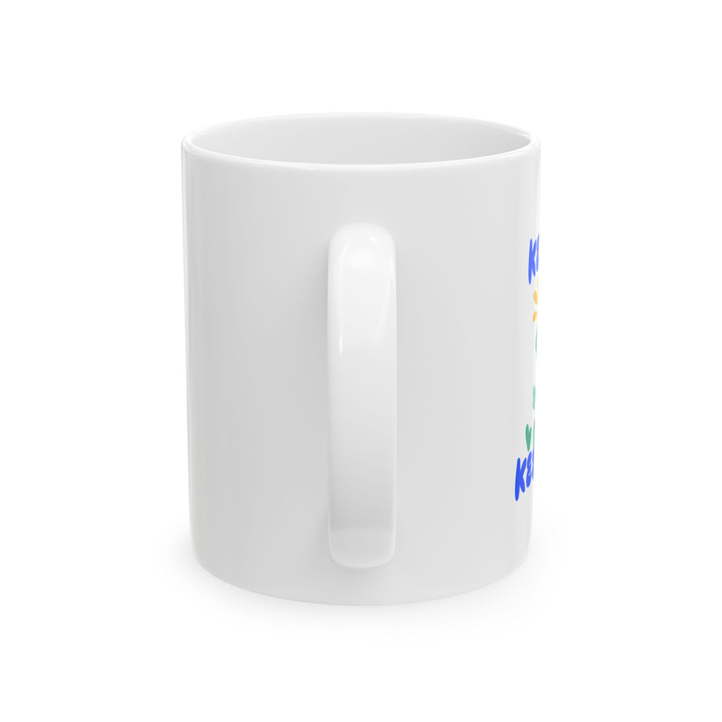 Positive Vibes Ceramic Mug - For Coffee Lovers, Inspirational Gift, Floral Design, Home Decor, Self-Care