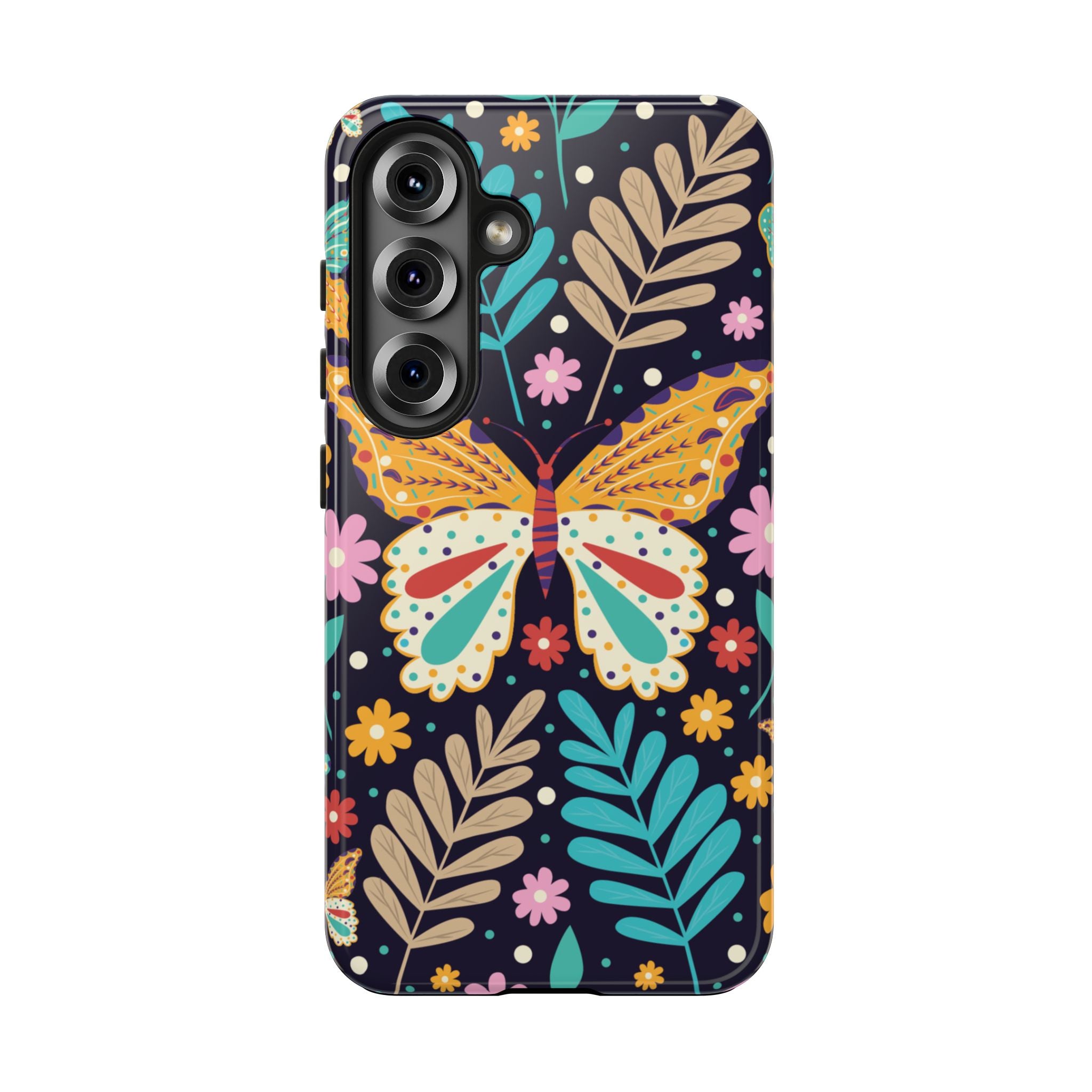 Floral Butterfly Tough Phone Case — Colorful Garden Protective Cover