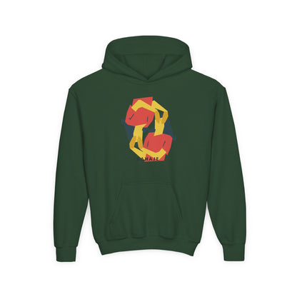 Youth Hoodie with Geometric Squirrel Art – 'Squirrel' Colorful Kids Pullover