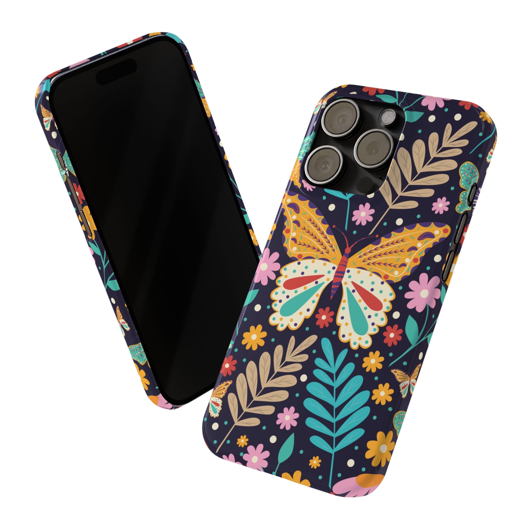 Butterfly Floral Slim Phone Case — Colorful Boho Garden Design
