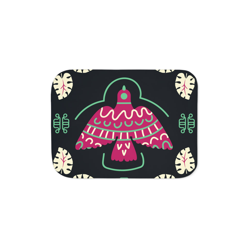 Tribal Thunderbird Sherpa Blanket — Two-Tone Plush Throw