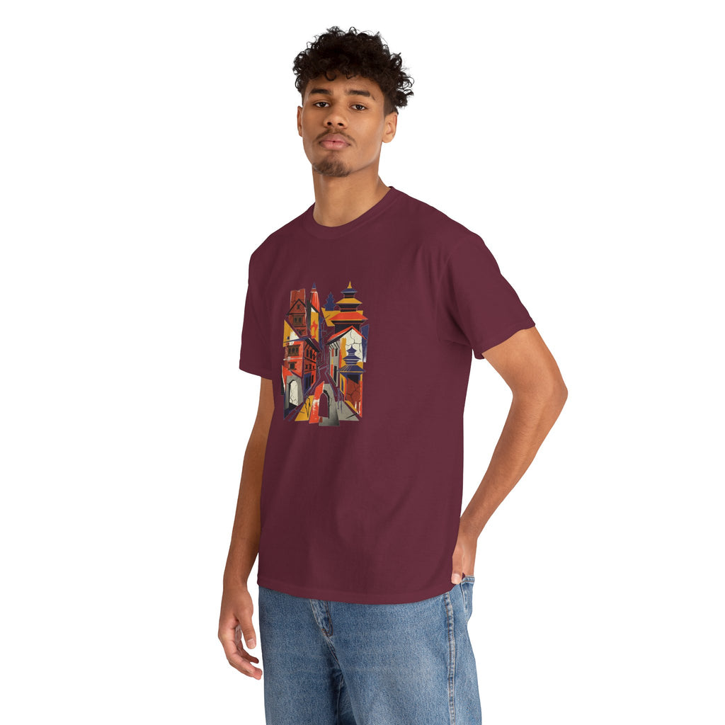 Cityscape Abstract Tee — Colorful Urban Architecture Graphic T‑Shirt