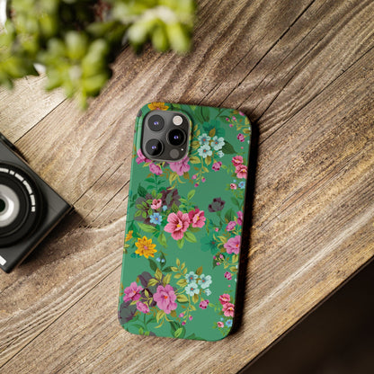 Floral Slim Phone Case - Cute Botanical Design, Gift for Spring, Nature Lovers, Customizable Phone Cover, Trendy Accessories, Flower Power