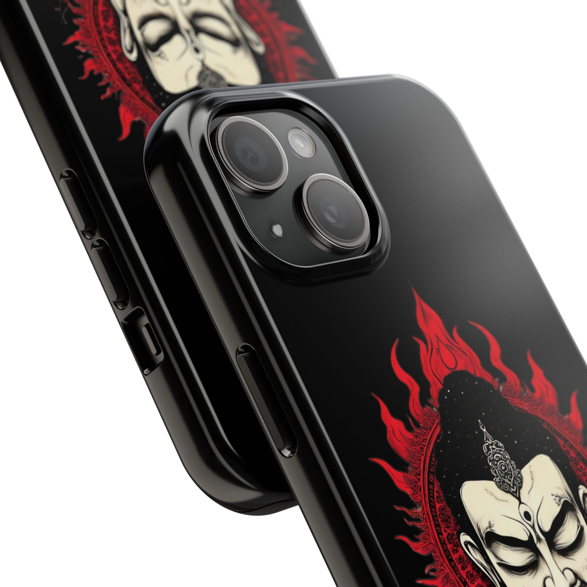 Meditative Buddha Tough Phone Case — Red Flame Zen Protection