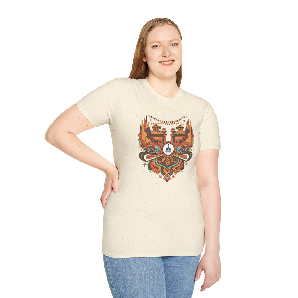 Boho Tribal Sunset T-Shirt — Vintage Geometric Nature Graphic