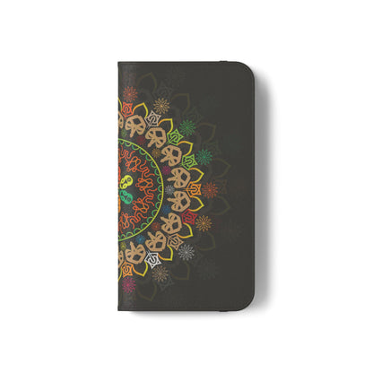 Colorful Mandala Flip Case for Phone, Bohemian Style Wallet Cover, Unique Gift for Her, Vibrant Phone Accessories, Eco-Friendly Protection