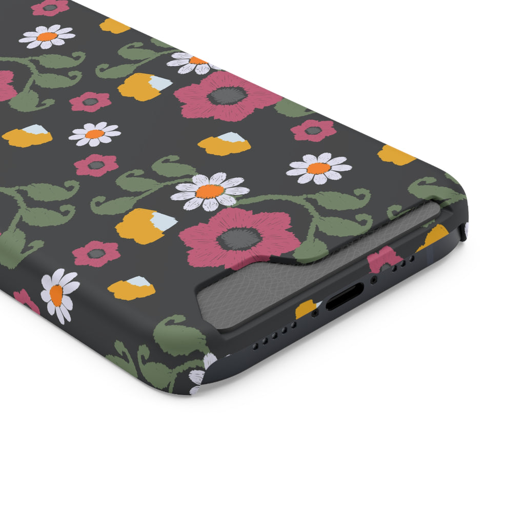Floral Phone Case with Card Holder, Stylish Smartphone Accessory, Gifts for Her, Trendy Floral Design, Perfect for Spring & Summer