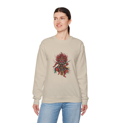 Crewneck Sweatshirt — Red Demon Guardian Graphic