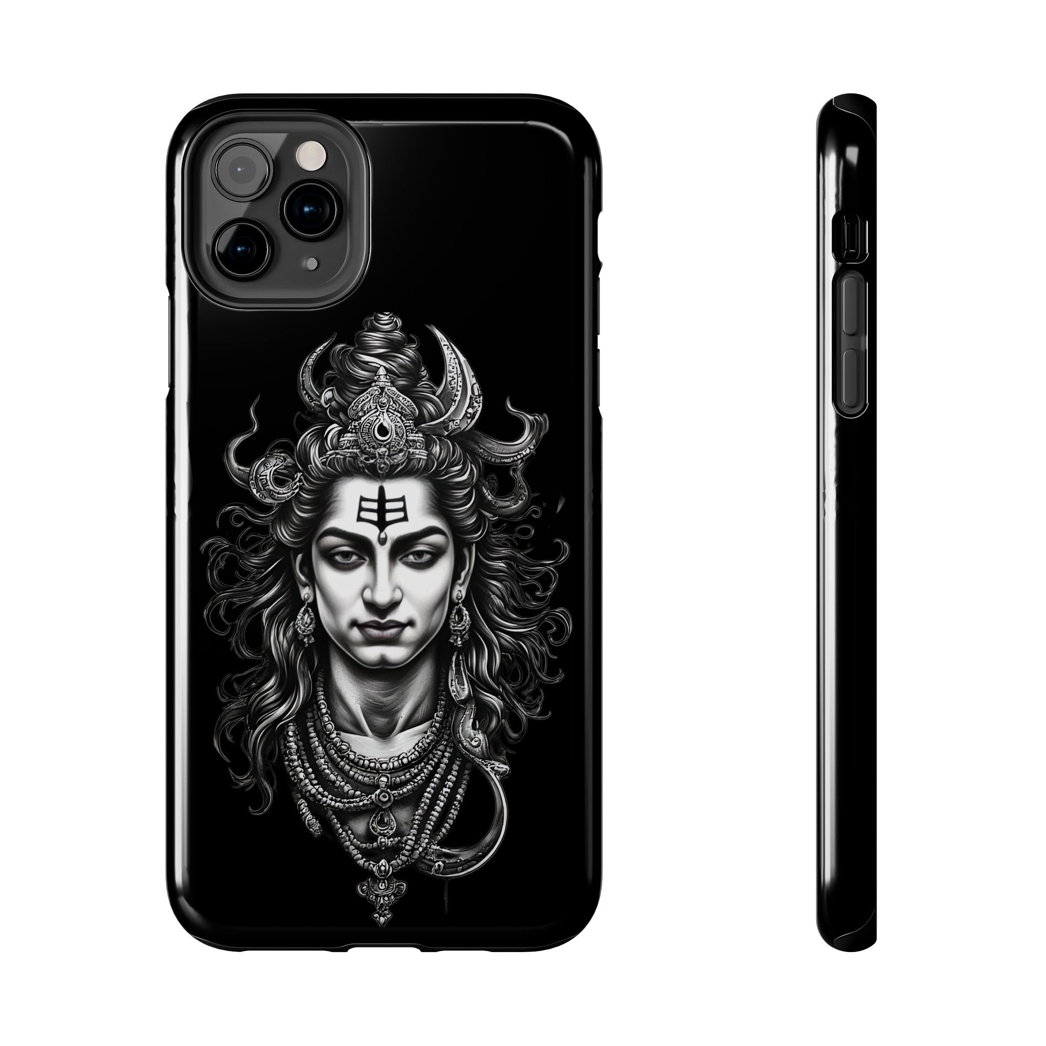 Phone Case — Intricate Lord Shiva Illustration on Black Tough Case