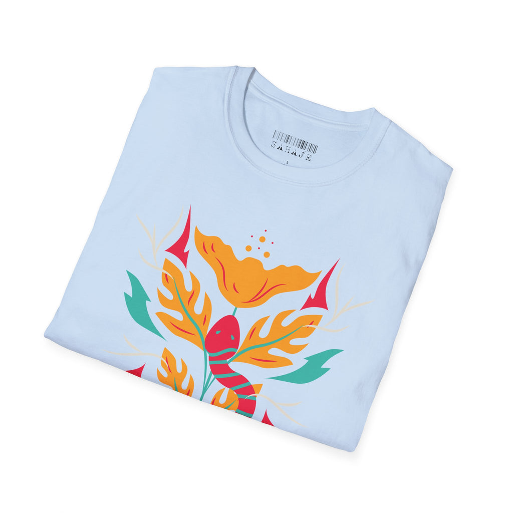 Sahaje Floral Snake Graphic T‑Shirt — Colorful Botanical Serpent Tee