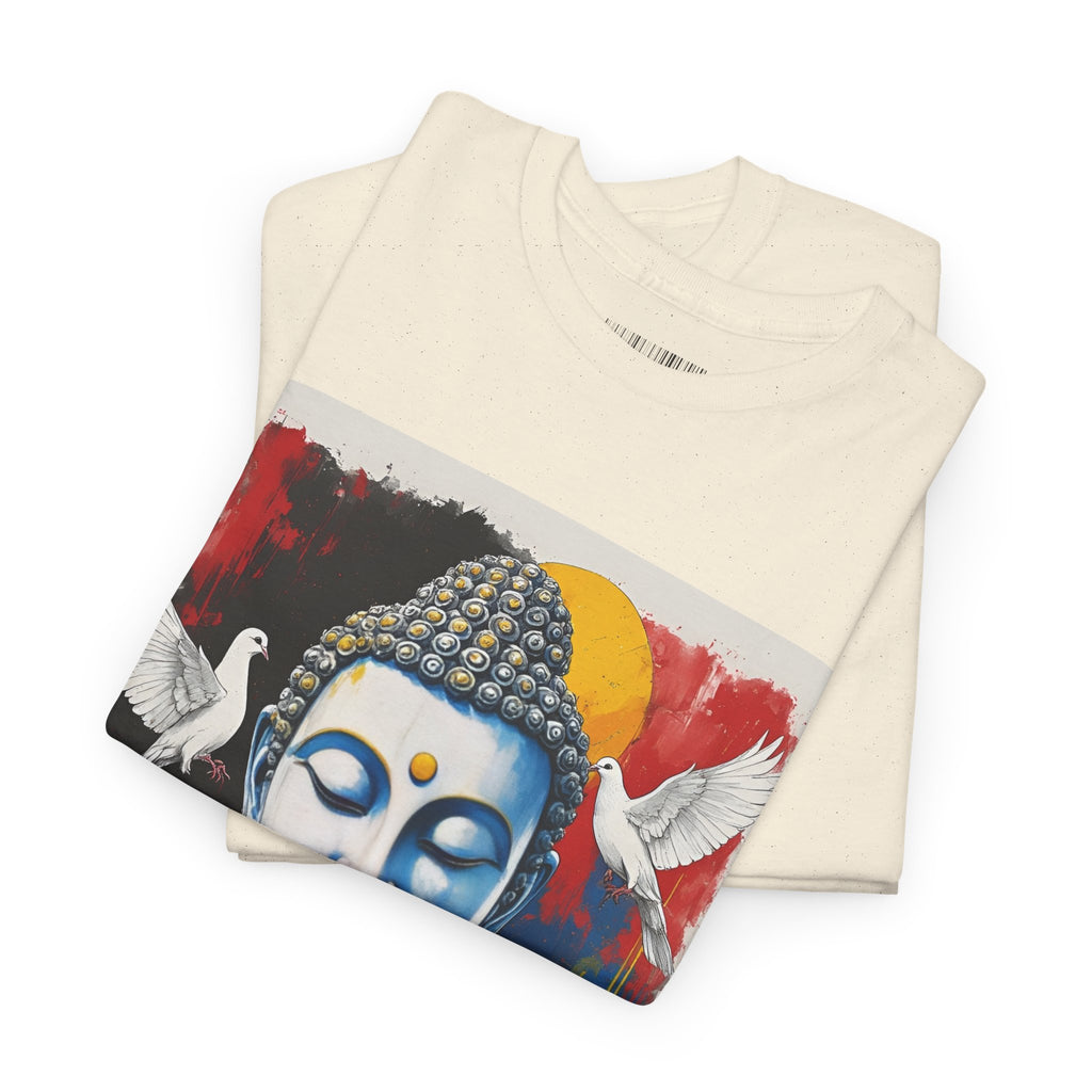 Buddha Peace Tee — Colorful Buddha & Doves Graphic T-Shirt