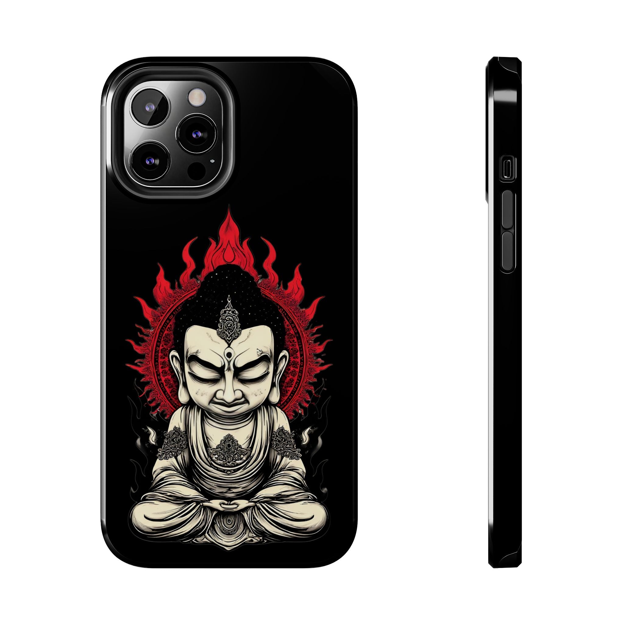 Meditative Buddha Tough Phone Case — Red Flame Zen Protection