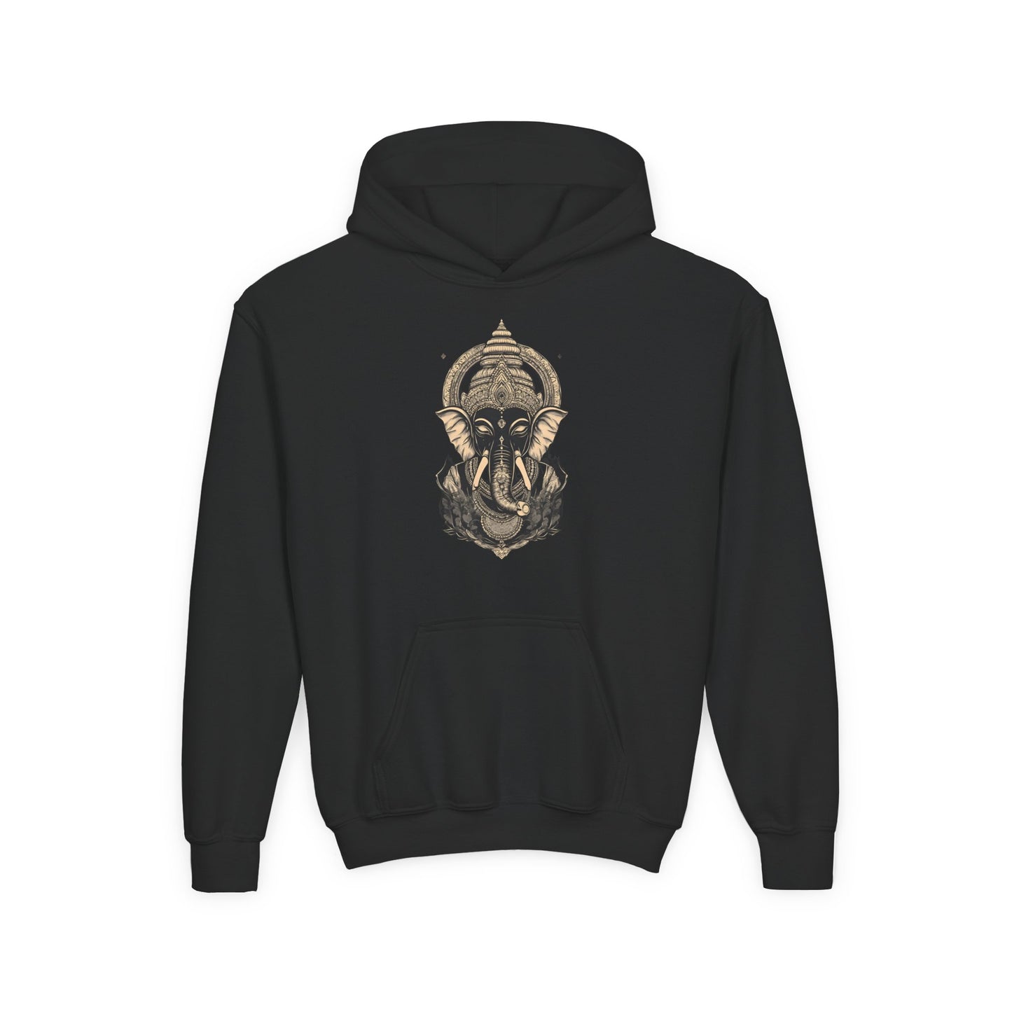 Youth Hoodie — Majestic Ganesha Elephant Art Graphic