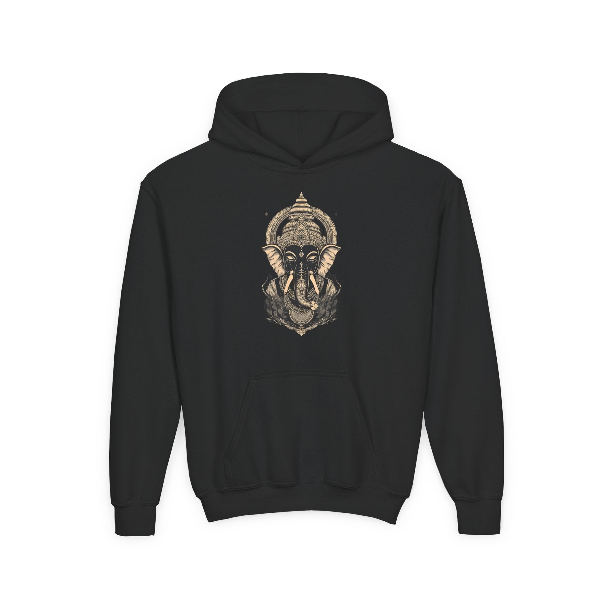 Youth Hoodie — Majestic Ganesha Elephant Art Graphic