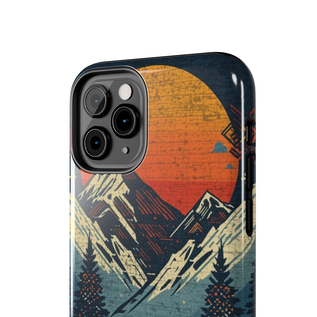 Tough Phone Case — Retro Mountain Sunset Design