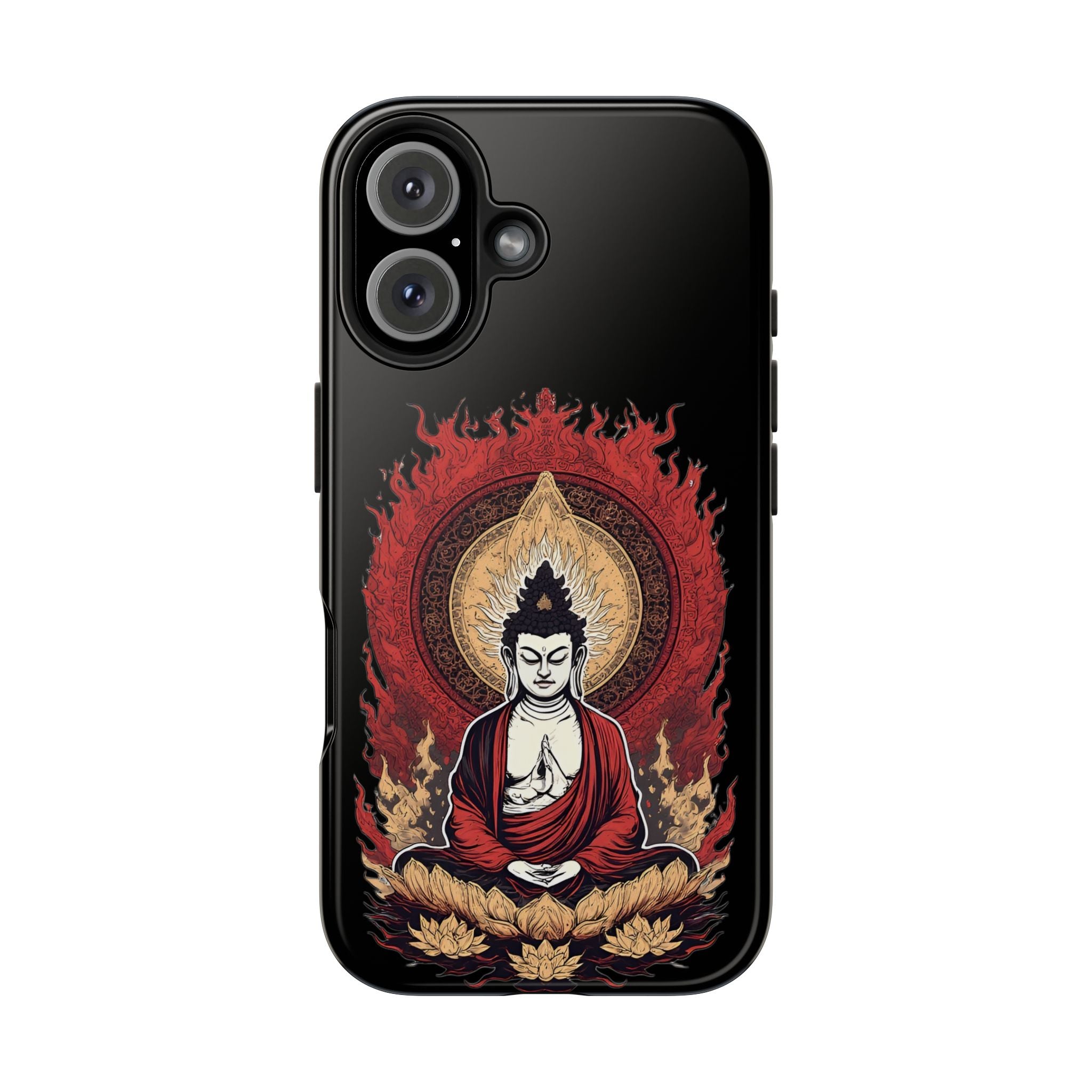 Buddha Meditation Tough Phone Case — Flame Halo Lotus Spiritual Protective Cover
