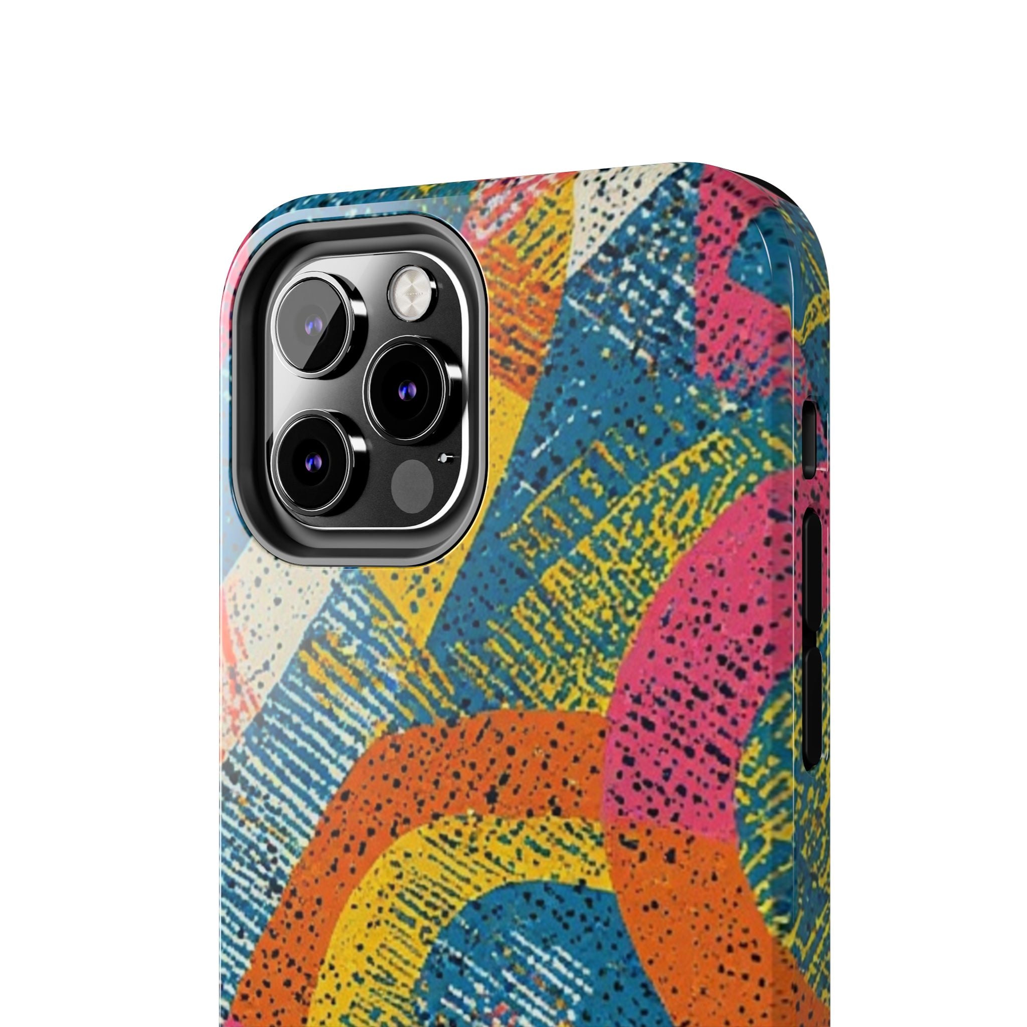 Bold Retro Abstract Tough Phone Case — Colorful Geometric Protective Cover