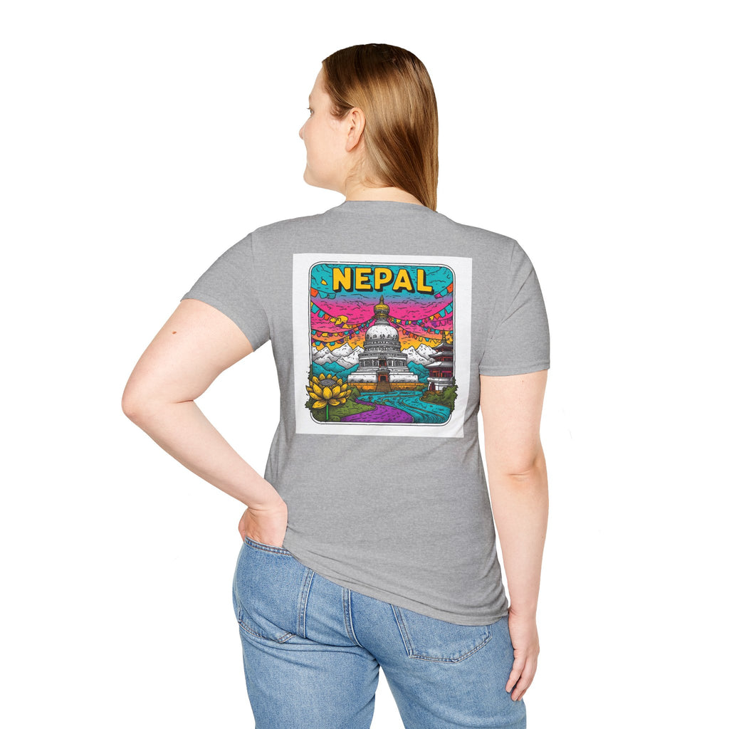 Nepal Graphic T-Shirt — Colorful Stupa Travel Tee