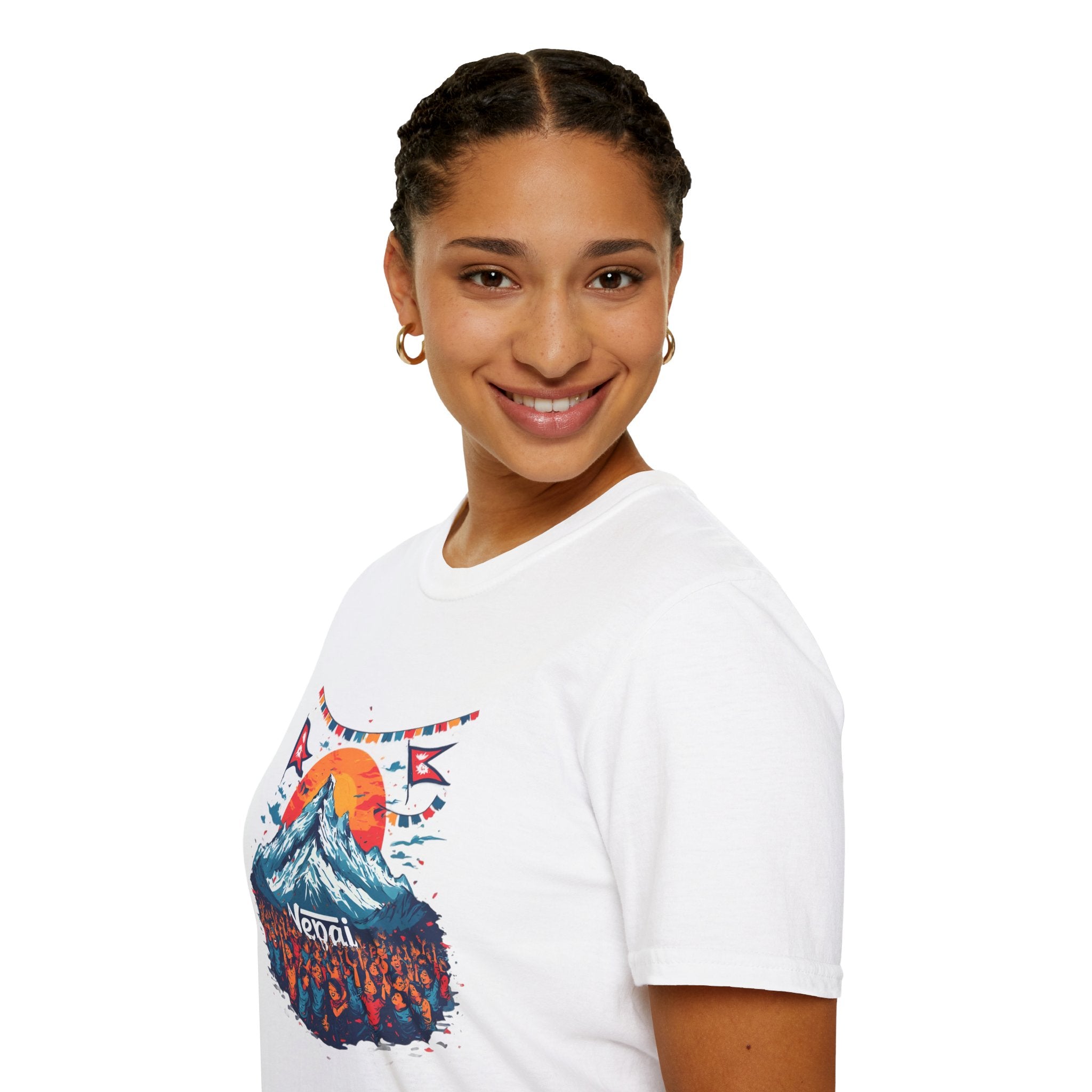 Nepal Mountain Sunrise T-Shirt — Retro Trekking Graphic Tee