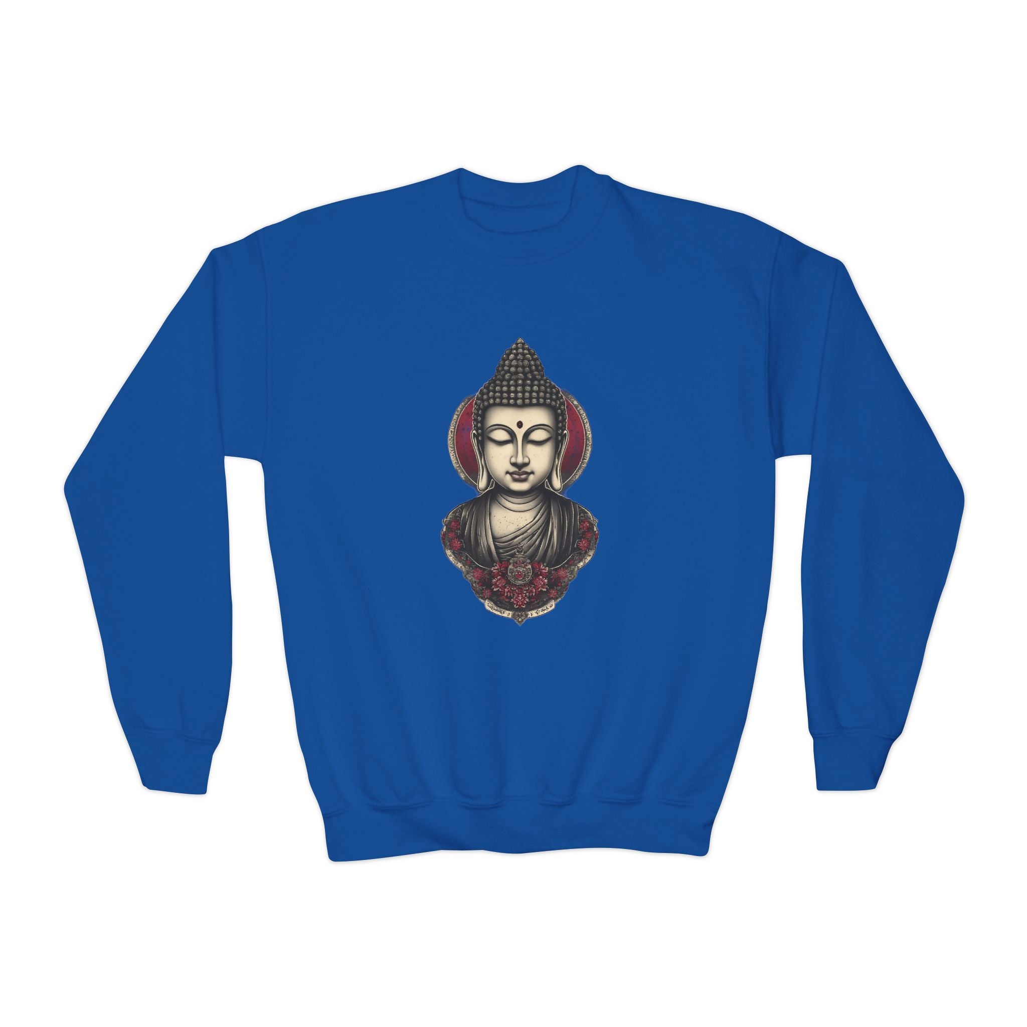 Buddha Head Crewneck Sweatshirt — Youth Mindfulness Graphic Pullover