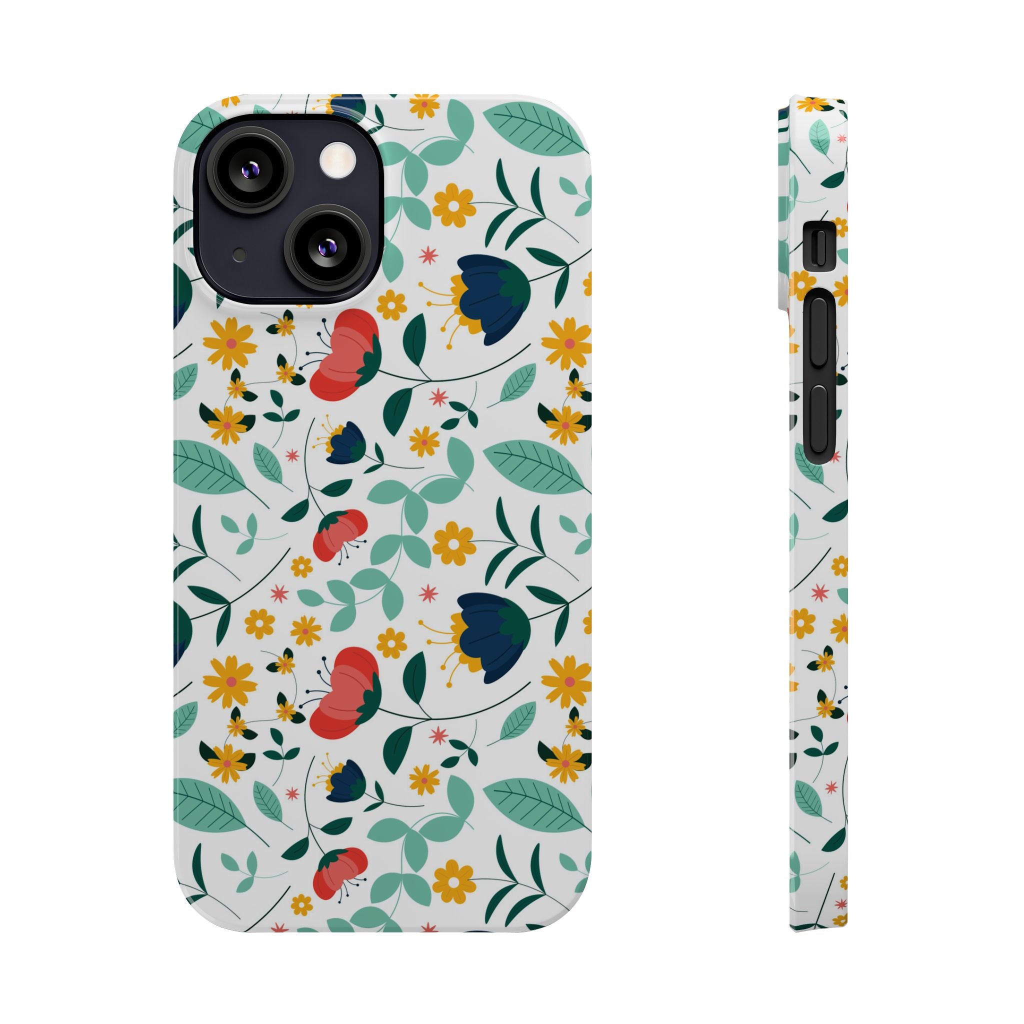 Floral Slim Phone Case — Colorful Folk Flower Pattern