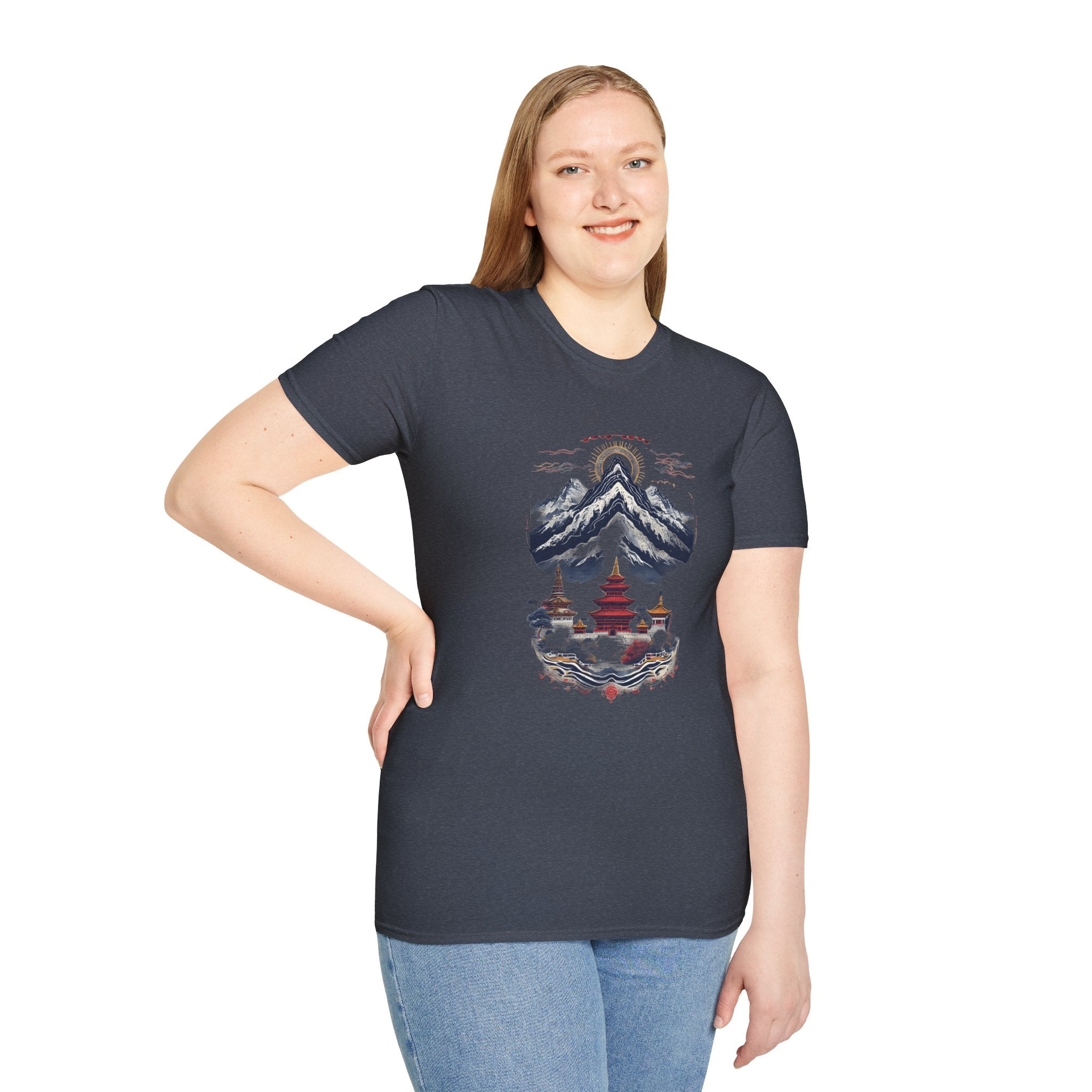 Asian Landscape T-Shirt — Mountain Pagoda Scenic Tee