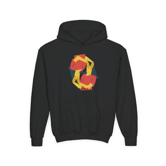 Youth Hoodie with Geometric Squirrel Art – 'Squirrel' Colorful Kids Pullover