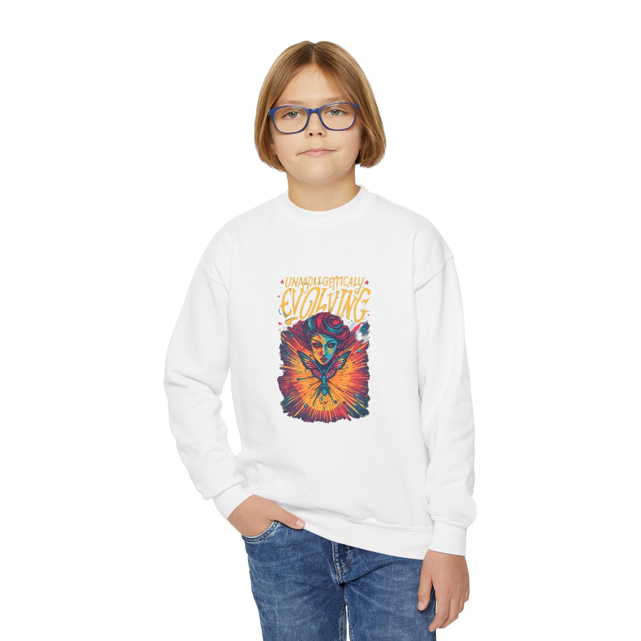 Psychedelic Evolving Skull Youth Crewneck Sweatshirt