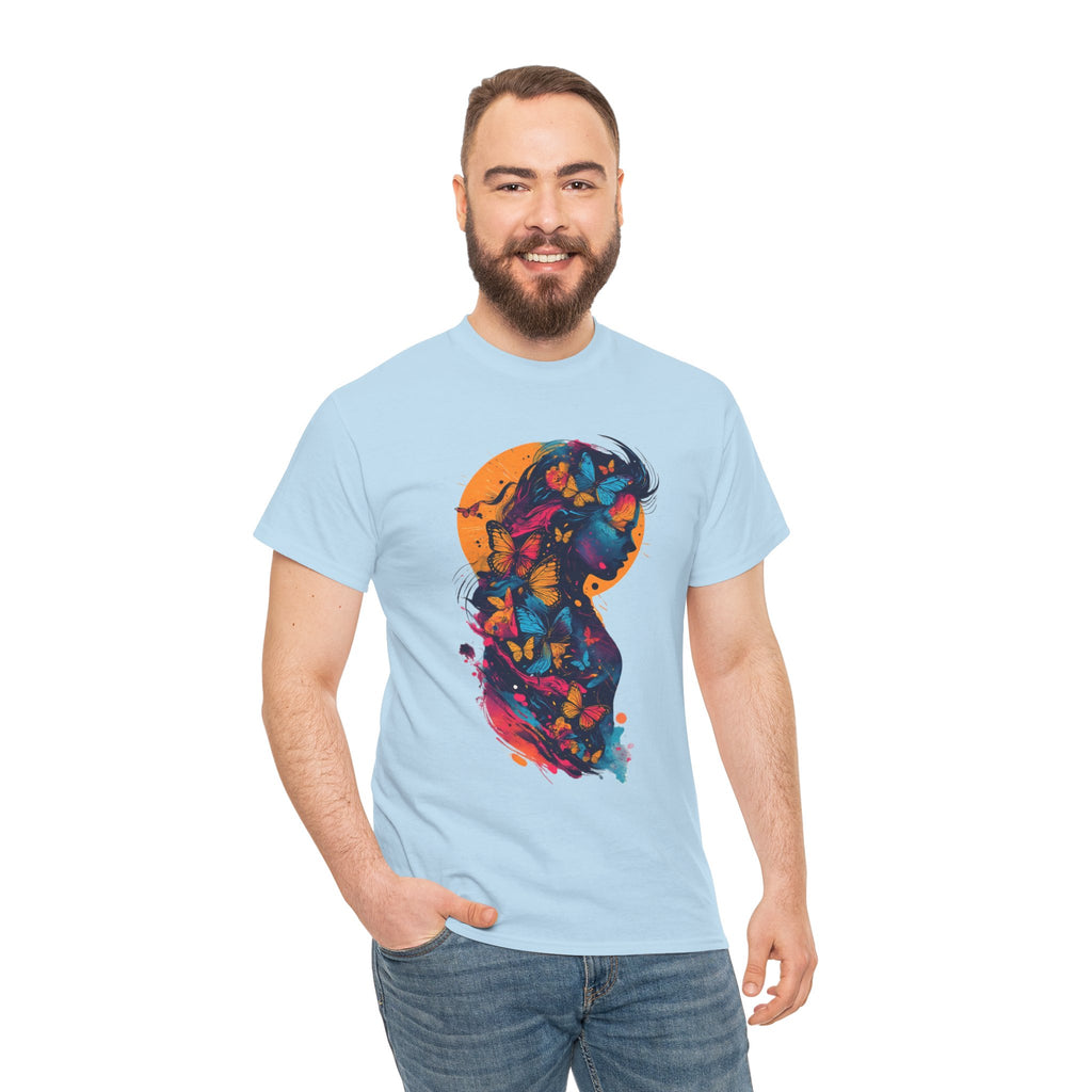 Butterfly Silhouette Graphic Tee — Colorful Maternity Profile Design