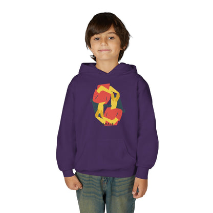 Youth Hoodie with Geometric Squirrel Art – 'Squirrel' Colorful Kids Pullover