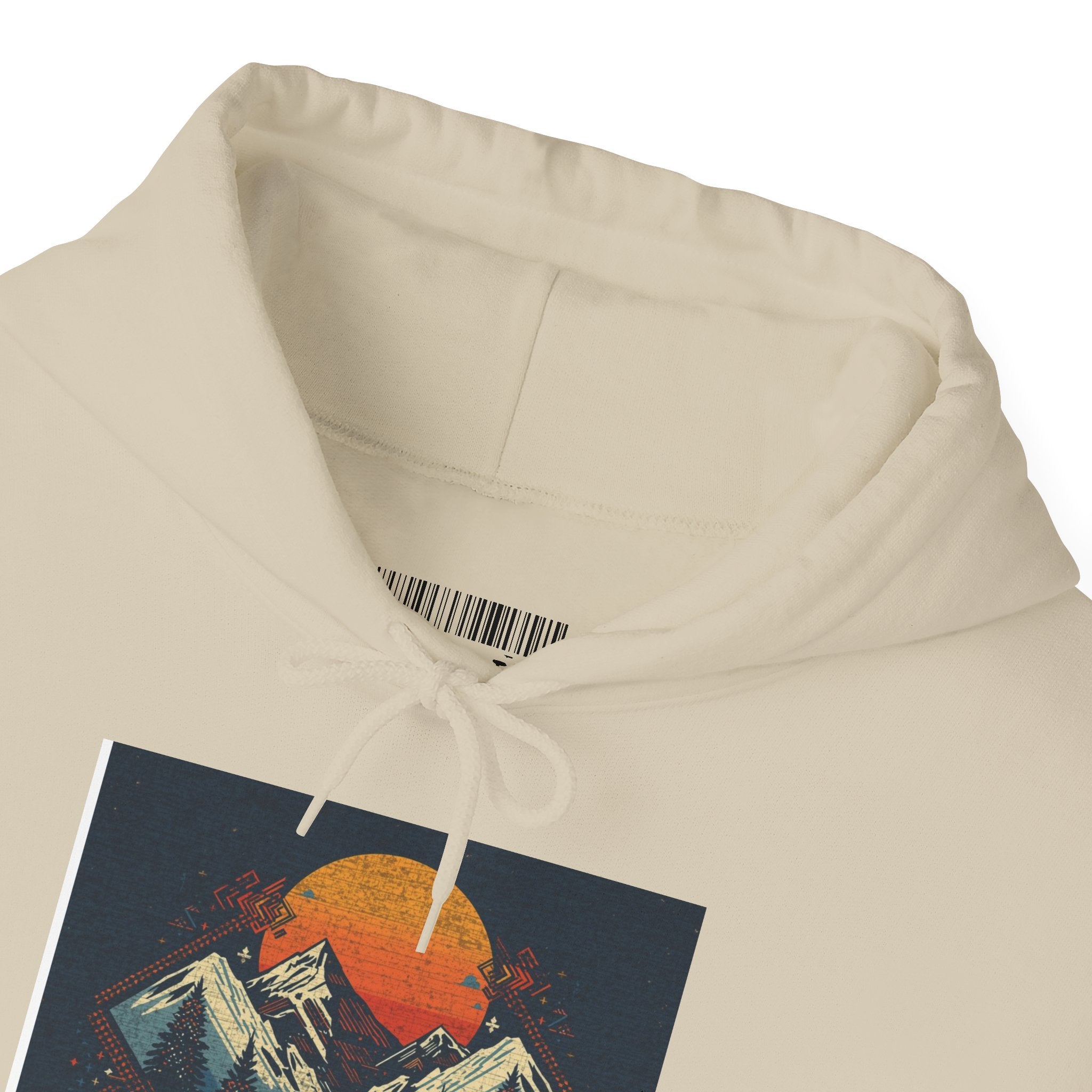 Mountain Sunset Hoodie – Retro Geometric Peaks & Rising Sun Sweatshirt