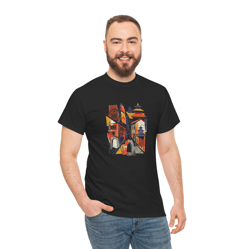 Cityscape Abstract Tee — Colorful Urban Architecture Graphic T‑Shirt