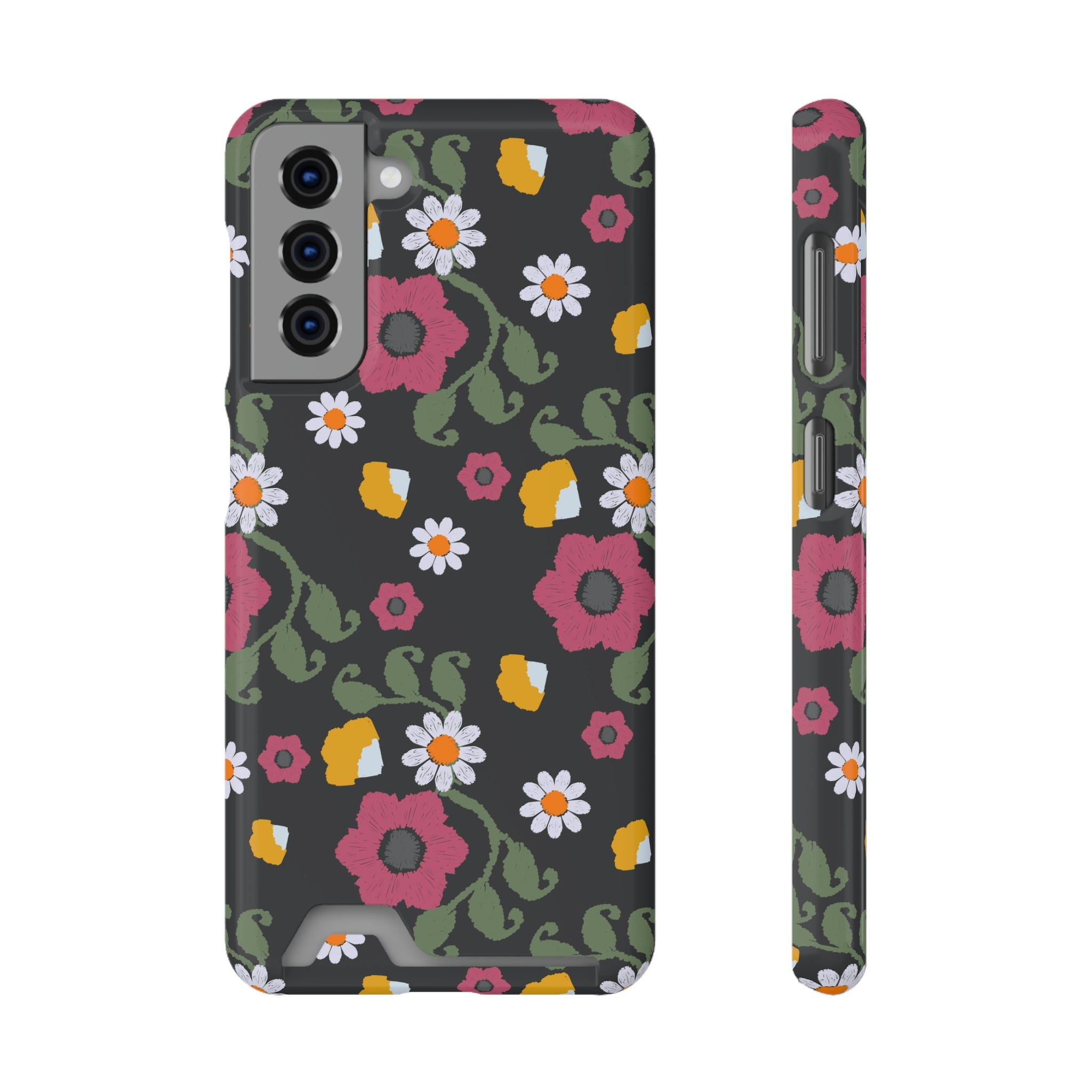 Floral Phone Case with Card Holder, Stylish Smartphone Accessory, Gifts for Her, Trendy Floral Design, Perfect for Spring & Summer