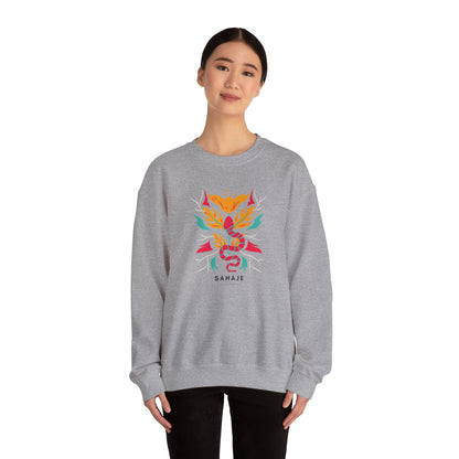 Sahajé Floral Snake Crewneck Sweatshirt — Colorful Botanical Serpent Graphic