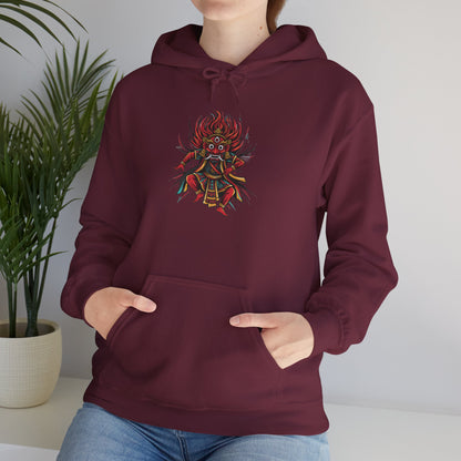 Demonic Oni Mask Hoodie — Japanese Demon Illustration Sweatshirt