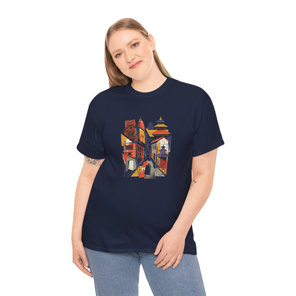 Cityscape Abstract Tee — Colorful Urban Architecture Graphic T‑Shirt