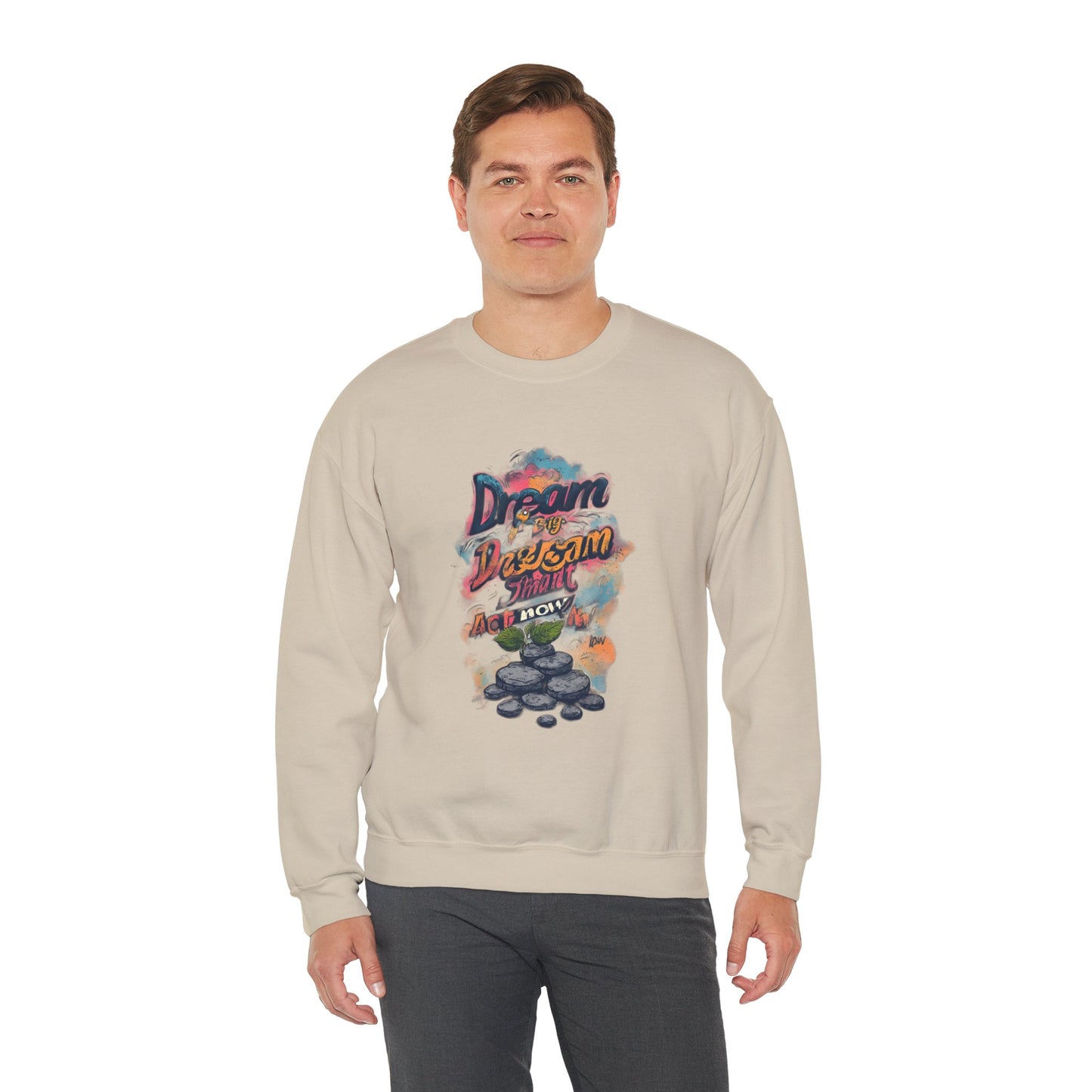 Dream Big Crewneck Sweatshirt — "Dream, Design, Draw" Inspirational Graphic
