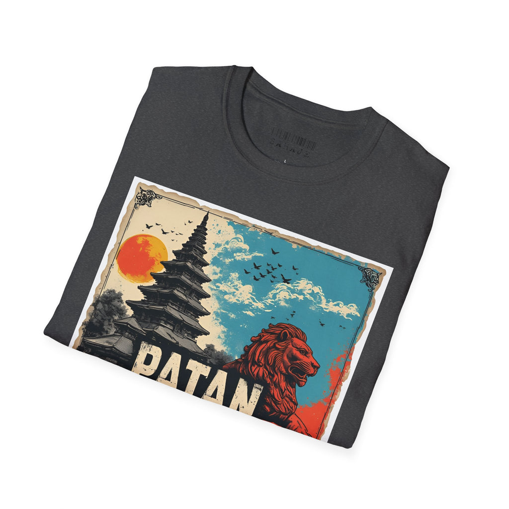 Patan City T-Shirt – Temple & Lion Graphic Tee, Nepali Cultural Heritage Design