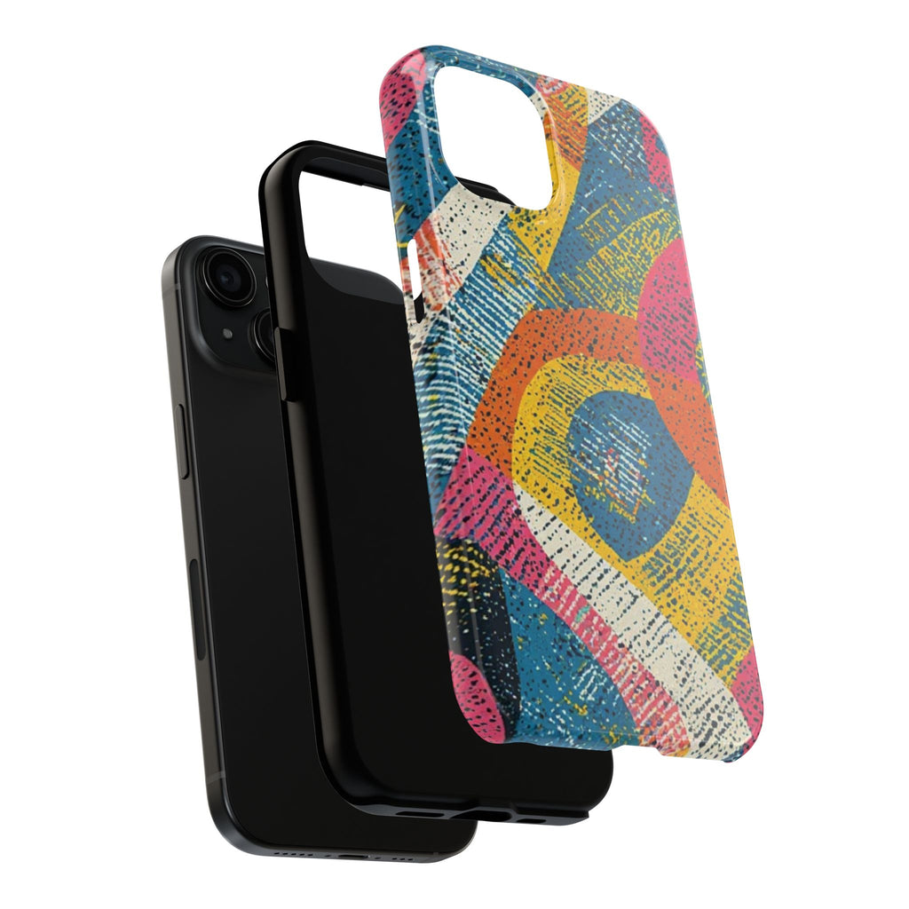 Bold Retro Abstract Tough Phone Case — Colorful Geometric Protective Cover