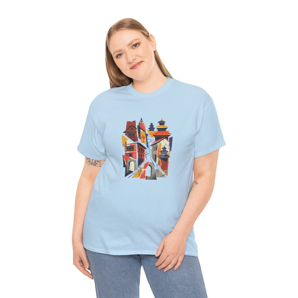 Cityscape Abstract Tee — Colorful Urban Architecture Graphic T‑Shirt