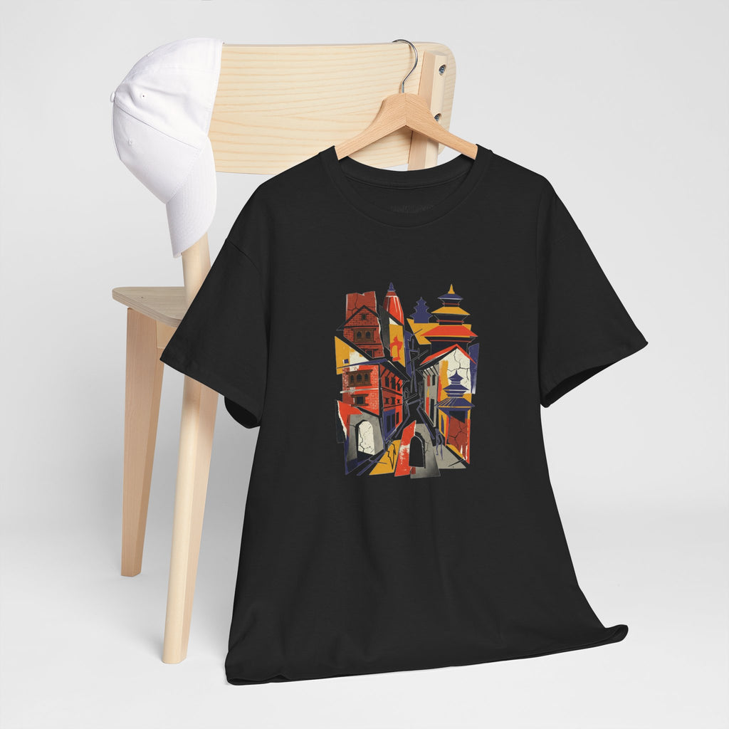 Cityscape Abstract Tee — Colorful Urban Architecture Graphic T‑Shirt